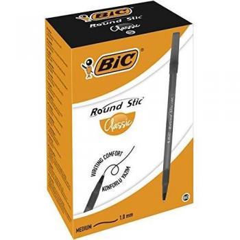 Bic Round Stic Schreibstifte schwarz 60er Pack