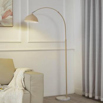 Lindby Stehleuchte Tonka – Beige/Weiß, Metall, Ø 25 cm, E27
