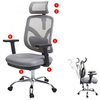 Chaise de bureau avec accoudoirs gris