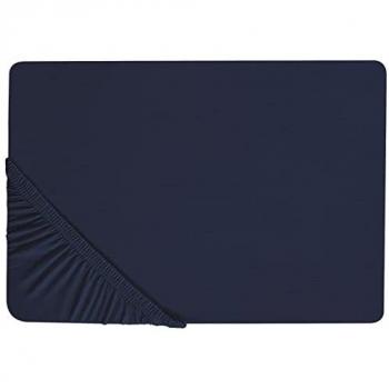 Beliani Drap-Housse avec Bords Élastiques 90x200 cm, Bleu Marine