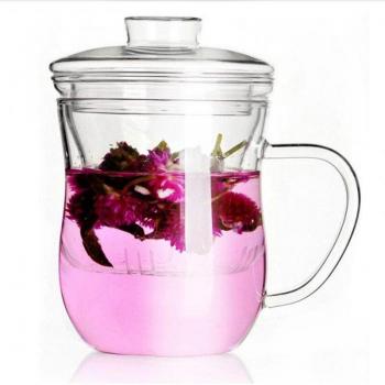 Taza de infusión de vidrio con tapa