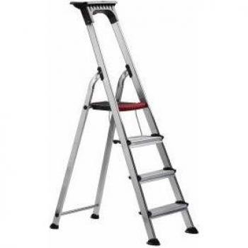 Double Tier Aluminium Stair Step – 4 Steps – 150 kg Capacity – Silver/Black/Red Color Set