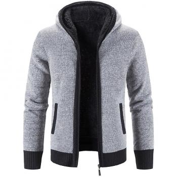 Sudadera Polar Slim Fit para Hombre con Capucha Gris Claro L