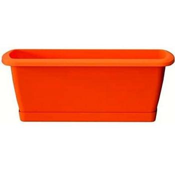 Jardinera Respana con soporte de plástico en color terracota 78,6 (largo) x 18,4 (ancho) x 14,5 (alto) cm