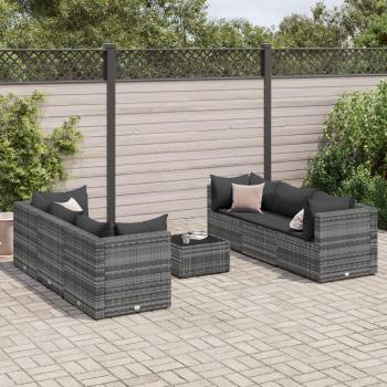 Espace lounge en résine tressée gris – kit 7 pièces salon de jardin