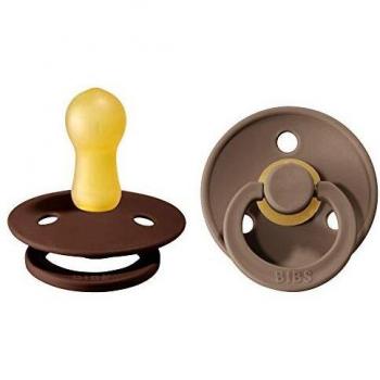 Tétine BIBS Colour. Lot de 2 sucettes. Sans bisphénol A, Téterelle ronde. Latex de caout