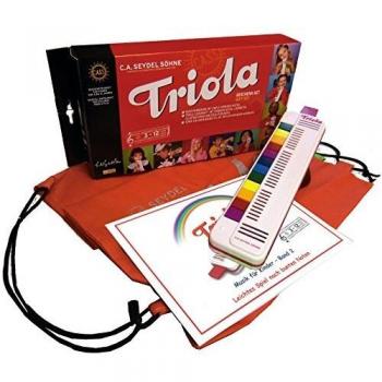 TRIOLA 12‑tastige Kinderblasharmonika in Farbtasten, Set mit Tragetasche + MUSIK FÜR KINDER Weihnachts‑Liederbuch Band 2