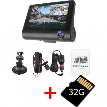 4'' Dual Lens Car Camcorder with 3 Cameras and 32G Storage