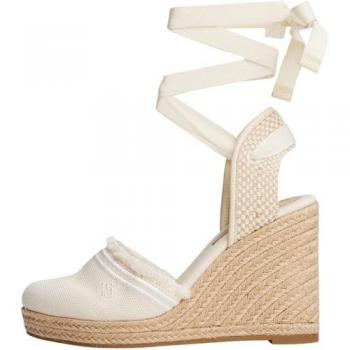 Espadrilla Franga in Canvas Tommy Hilfiger, Wedge Alto, Colore Écru FW0FW08878