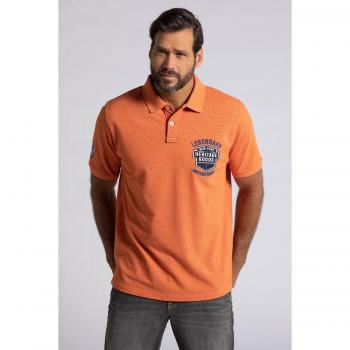 Men's Plus Size Polo Shirt with Heritage Embroidery, Orange, L, Polyester/Cotton