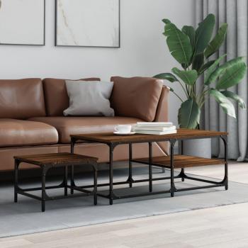 Brown Oak Engineered Wood Nesting Coffee Tables (2 pcs) from vidaXL