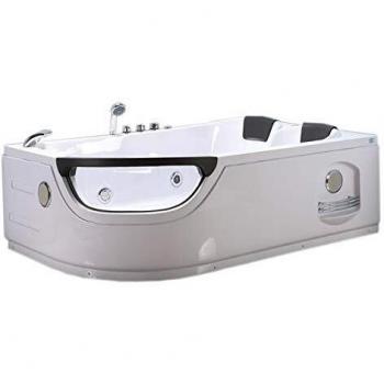 Whirlpool Spa-Tub Rechteck 2 Personen – neue Version mit Wasserfall, Sichtfenster & LED (120x180 cm)