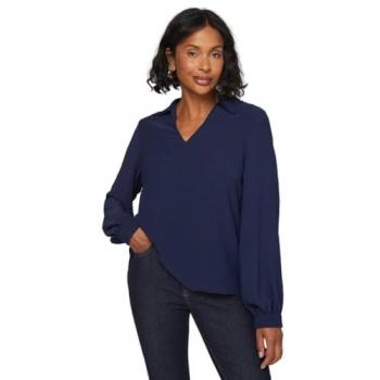 Navy Collared Woven Top for Women – Wallis