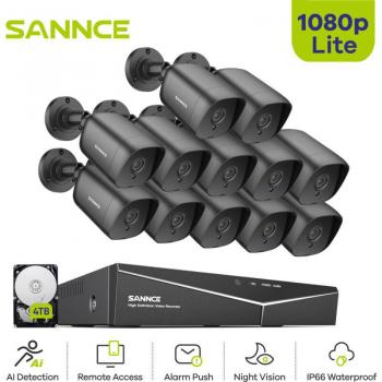 Telecamere CCTV SANNCE 1080P 16CH Outdoor con Visione Notturna, Alert Email, 4TB HDD