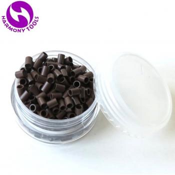 500 Pieces Medium Brown Hair Extension Micro Beads, Copper, 3024x4mm, No Flare Flat-end