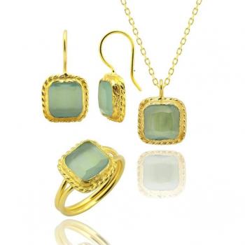 Sun Stone Damen Schmuckset mit dreifachem Türkis