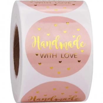 Handmade 1 Inch Pink Heart Stickers