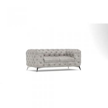 Canapé Chesterfield en Velours Gris 2 Places
