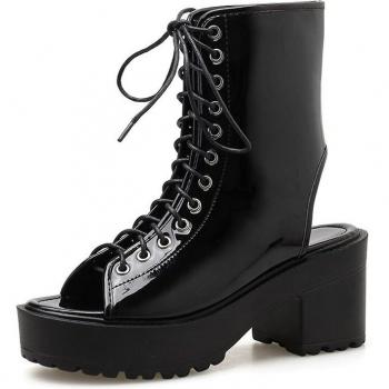 Chaussure Femme Gothique Verre Noir