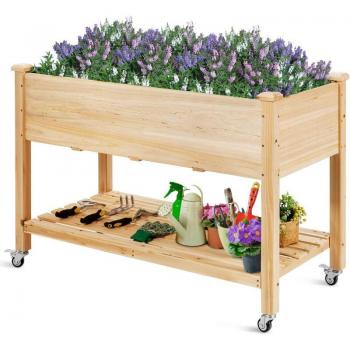 Legno con Ruote Bloccare Fioriera 120x59x84 cm