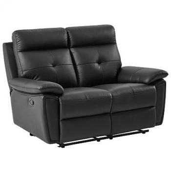 VENTE-UNIQUE Sofá relax de 2 plazas de piel negro vineta