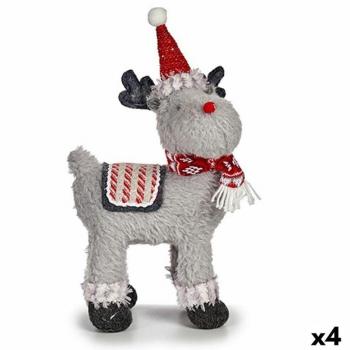 Set de 4 Renos Decorativos de Navidad Rojo Gris 21 x 36 x 36 cm