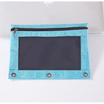 Bolsa de lápices con 3 anillos y tirador de cremallera negro