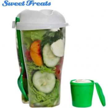 Lunch Salad Container with Dressing and Fork
