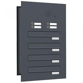 Wetterfester 4‑facher Durchwurfbriefkasten, Premium A4, RAL 7016