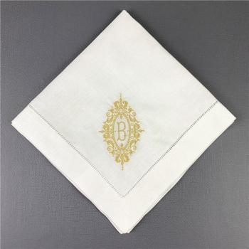 Servilletas de cena de lino con inicial bordada, set de 12, 20x20 pulgadas