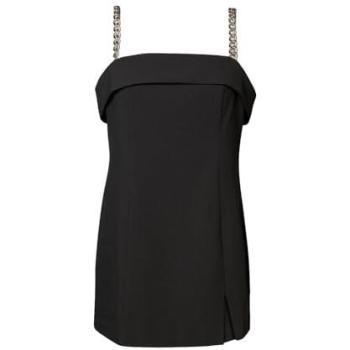 Midnight Velvet Plus Dress with Chain Trim, Size 18 – Black