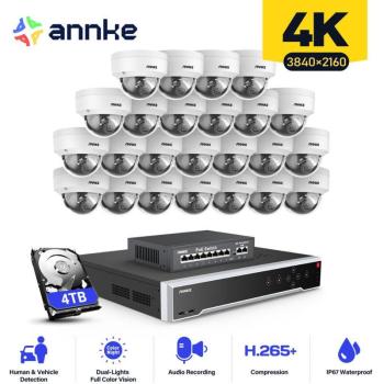 Kit Caméra Extérieure Annke 32CH – 24 unités, vision nocturne, détection automatique, stockage 4 TB