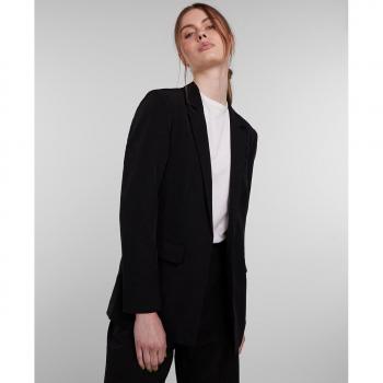 Blazer de mujer Pieces Bossy negro con solapas y bolsillos