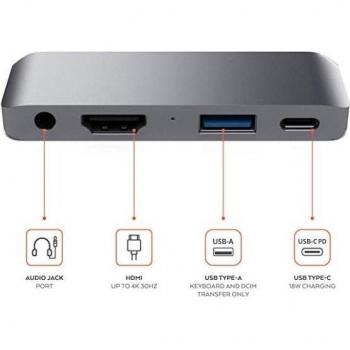 Docking Station Satechi Aluminium – USB‑C, PD, HDMI 4K pour iPad Pro & Samsung