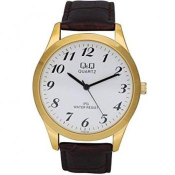 Q & Q Men's Quartz Leather Wristwatch QC152J104Y