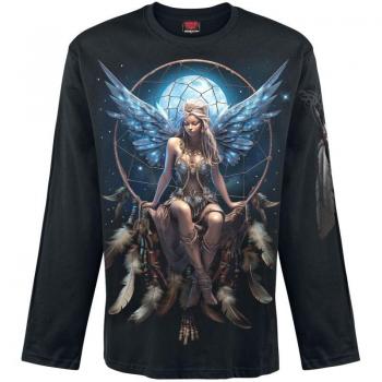 Longue manche Spiral T‑shirt Homme Noir – Moon Fairy, tailles M à XXL