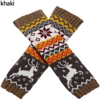 Guantes largos de punto navideño con banda ancha