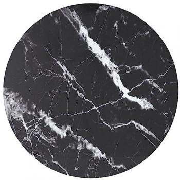 Dessus de table en verre noir Ø70x0,8 cm avec finition marbre