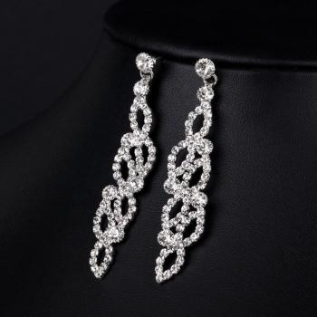 Bridal Crystal Long Earrings