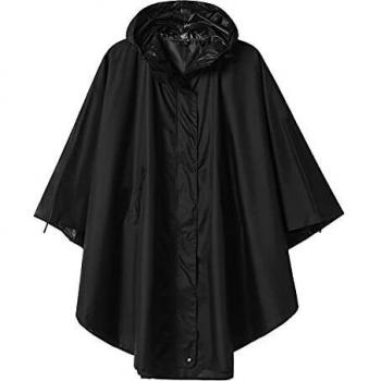 RainRider Adults’ Hooded Waterproof Coat – Dark Black