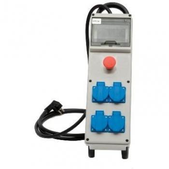 Ensemble de boîtes à outils pour chantier avec 4 prises et frein d'urgence