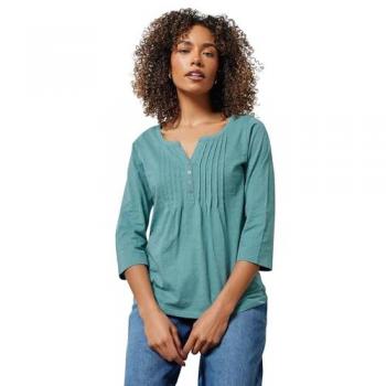 M & Co Blue Hennel Top en coton 100 % à manteaux 3/4