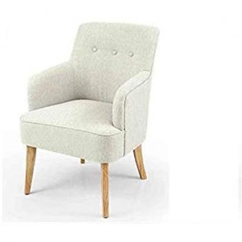 Argonauta – Fauteuil élégant en tissu, pieds en bois, 60 cm × 65 cm × 85 cm, couleur crème