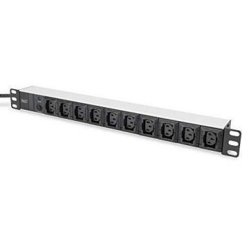 Digitus aluminum outlet strip, 10 sockets, 2 m IEC C14 connector