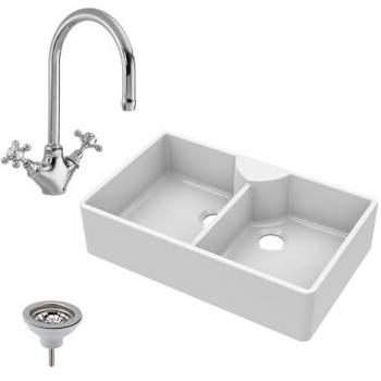 Fireclay 2 Bowl Butler Sink 895mm
