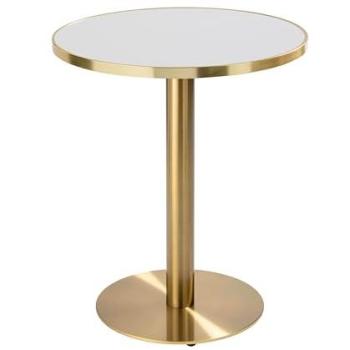 OVIALA Mesa de Comedor Redonda 60 cm con Acabado Dorado