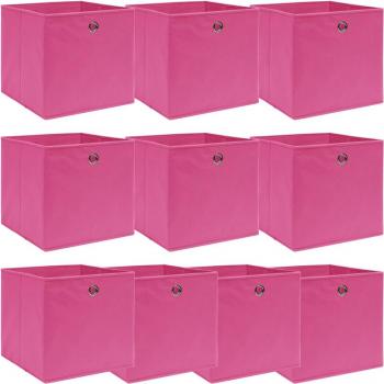 Caixas de Arrumação em Tecido Rosa 10 pcs 32x32x32 cm