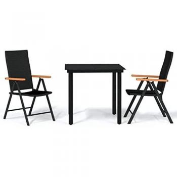 Set Mobili da Pranzo per Giardino 3 pz Nero
