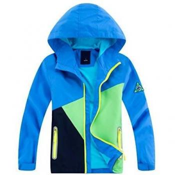 YOUNGSOUL Übergangsjacke für Kinder mit Kapuze und Farbblock Blau DE: 128-134