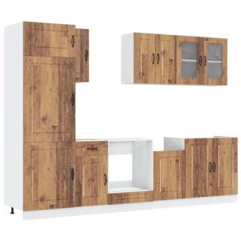 Kit de Armários de Cozinha Kalmar 8 Peças Madeira Antiga